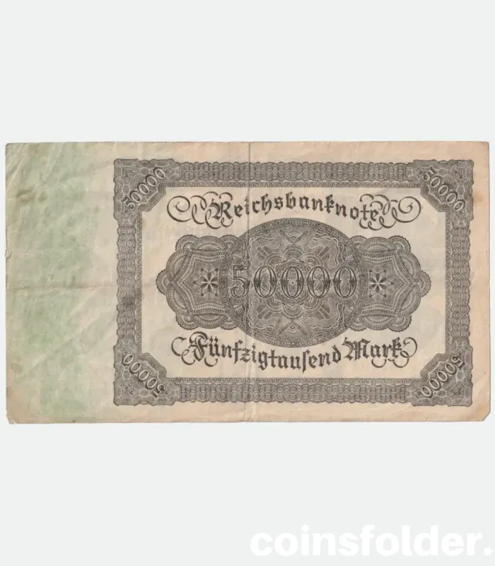 1922 Germany 50,000 Mark Reichsbanknote with portrait of Burgermaster Brauweiler.