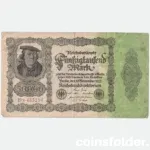 1922 Germany 50,000 Mark Reichsbanknote with portrait of Burgermaster Brauweiler.