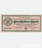 1923 Hamburg 1 Million Mark Notgeld, showcasing bold designs from Germany's hyperinflation period.