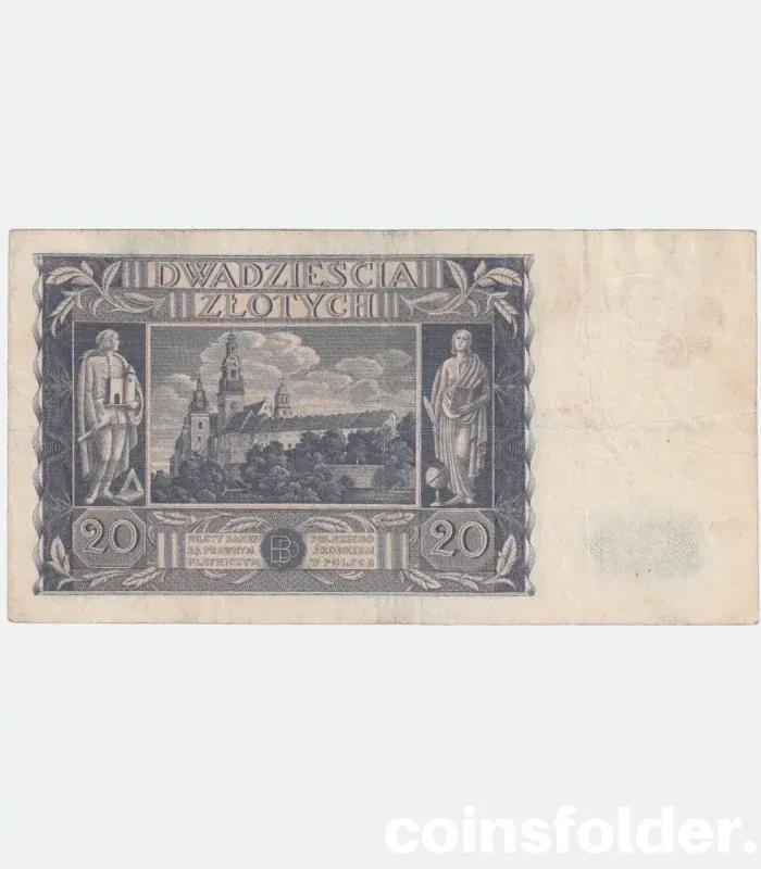 1936 Poland 20 Zlotych banknote