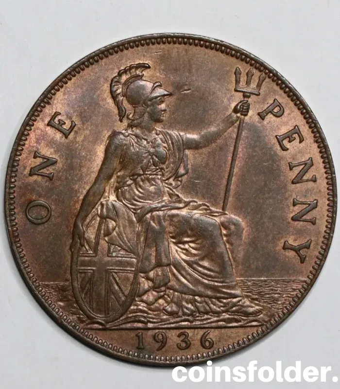 1936 United Kingdom 1 Penny, UNC – George V Coin