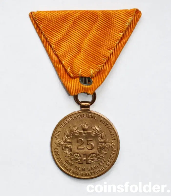 Austrian First Republic Fire and Rescue Service Medal for 25 Years of Service, 1919-1934