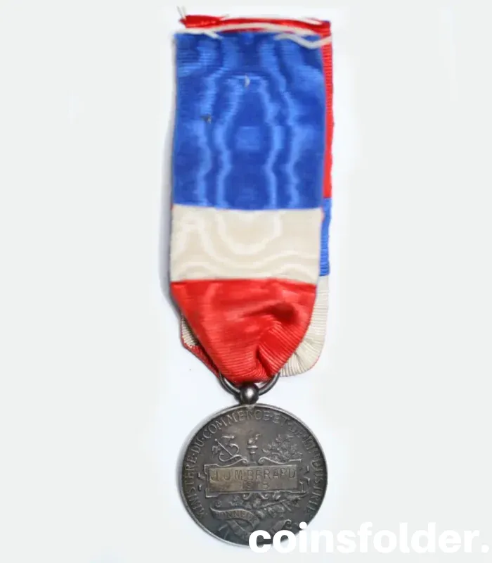 France 1918 Silver Medal, Ministry of Commerce, Dedicated to J.J.M. Berard