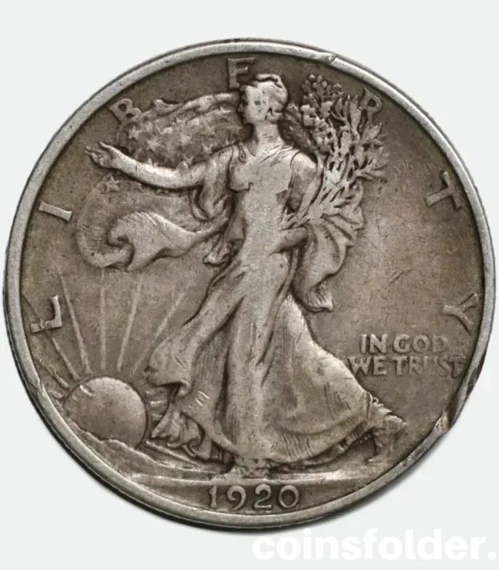 1920 Walking Liberty Half Dollar, VF condition, Philadelphia Mint silver coin