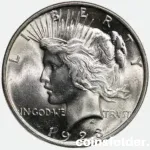 1923 Peace Silver Dollar from Philadelphia Mint in BU condition