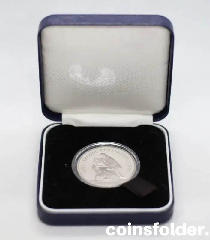 1991 Lithuania 50 Litu "January 13" Silver Coin, Proof Edition