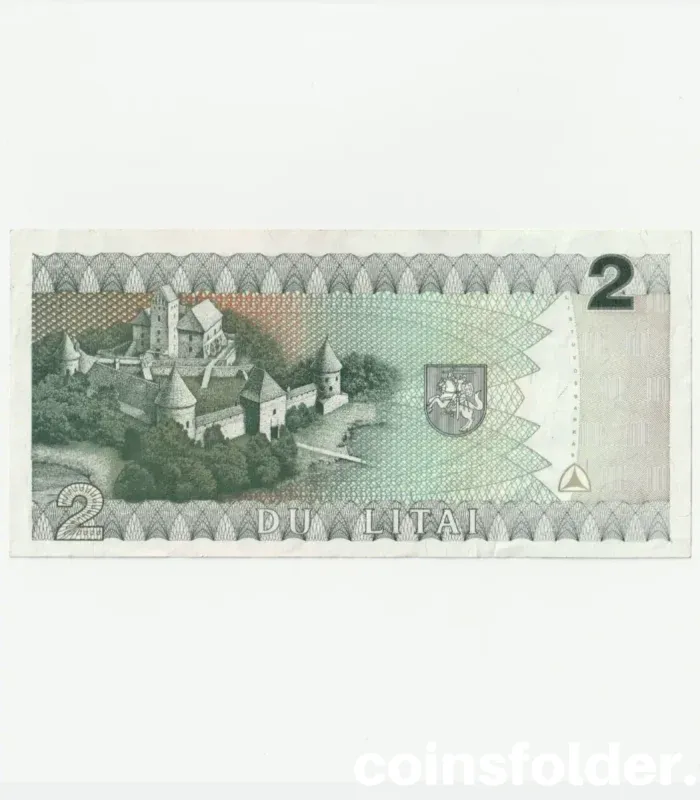 1993 Lithuania 2 Litai Banknote with Trakai Castle and Bishop Motiejus Valančius