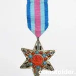 Antique Tibetan Star-Shaped Pendant/Medal with Avalokiteshvara
