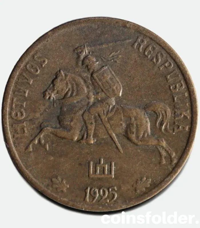 1925 Lithuania 10 Cents coin in VF condition with intricate design details.