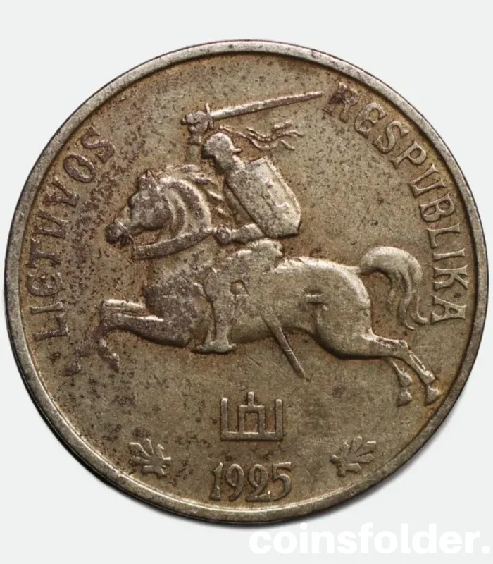 1925 Lithuania 50 Centų Coin VF – Rare Historic Currency