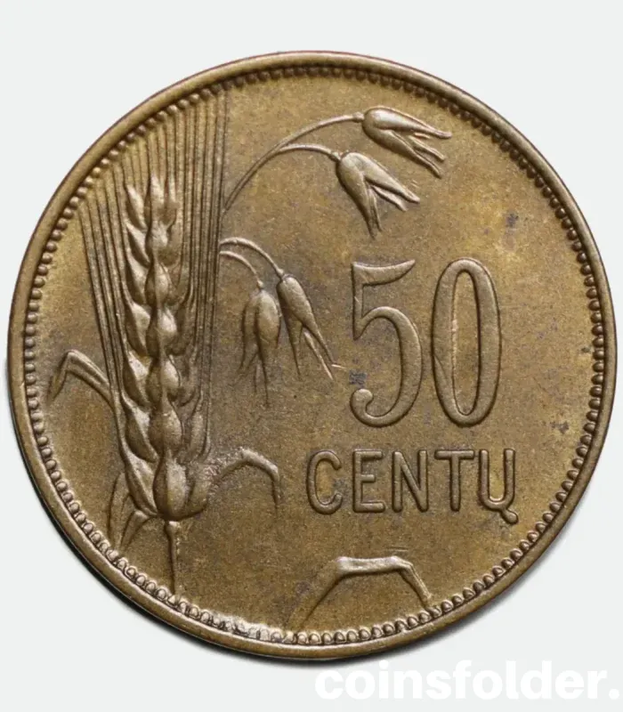 1925 Lithuania 50 Centų Coin XF – Rare Historic Currency