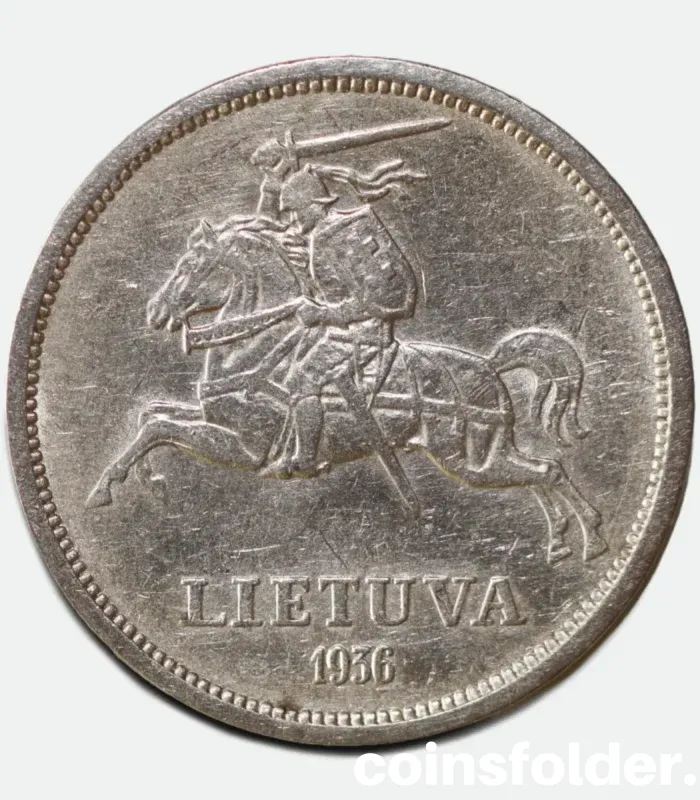 1936 Lithuania 5 Litai, Dr Jonas Basanavicius, XF-VF