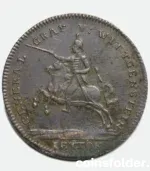 Germany 1810s Nuremberg token featuring Alexander I of Russia and Field Marshal General P.H. Wittgenstein commemorating Napoleon's defeat.