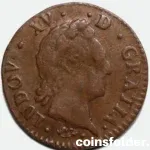 1770 France 1/2 Sol Coin - Montpellier (N), Louis XV - VF Condition