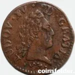1770 France 1 Liard Coin - Montpellier (N), Louis XV - XF Condition
