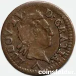 1773 France 1 Liard Coin - Lille (W), Louis XV - XF Condition