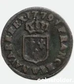 1779 France 1 Liard Coin - Lille (W), Louis XVI - VF Condition