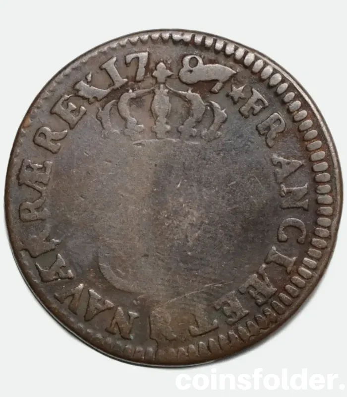 1787 France 1 Sol Coin - Orléans (R), Louis XVI - VG Condition