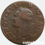 1791 France 1 Sol Coin - Bordeaux (K), Louis XVI - XF, Rare