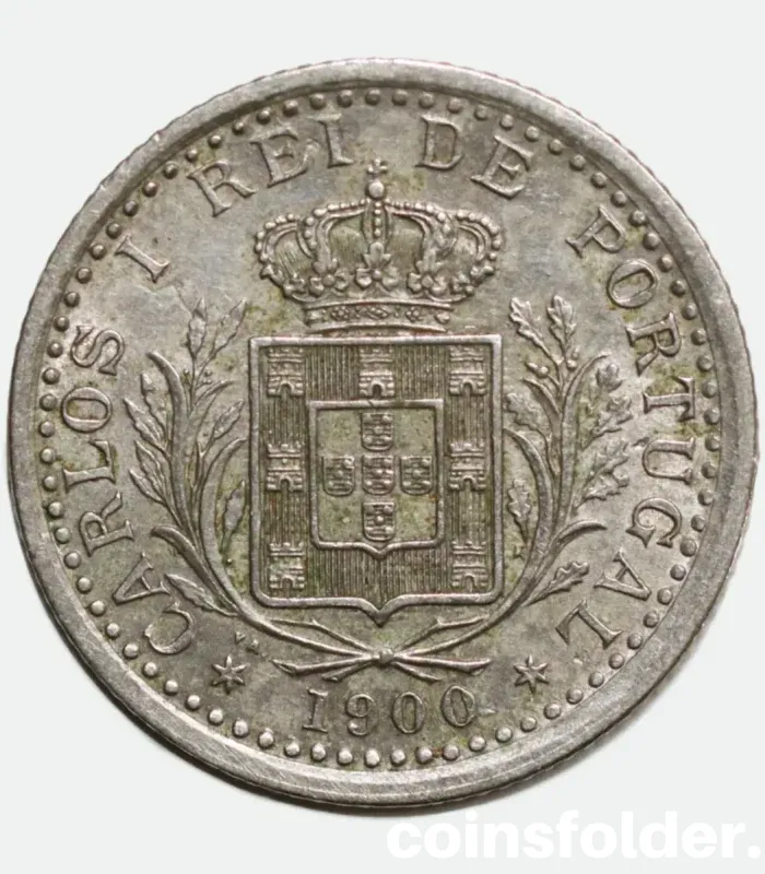 1900 Portugal 100 Reis Coin - Carlos I - XF Condition