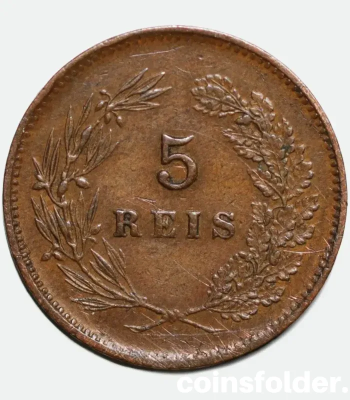 1906 Portugal 5 Reis Coin - Carlos I - VF-XF Condition