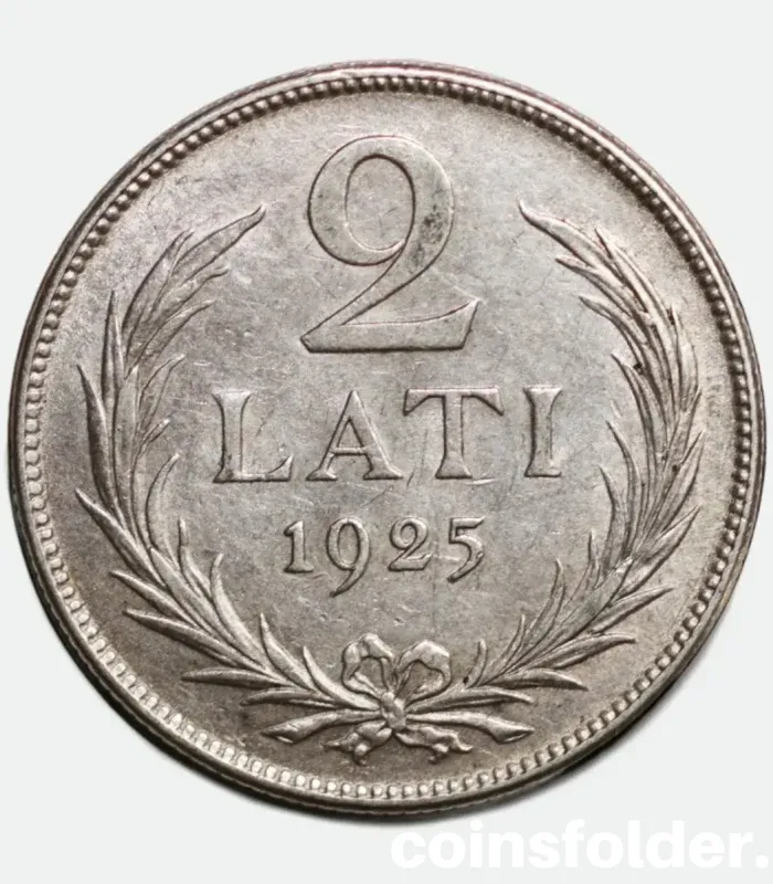 1925 Latvia 2 Lati Coin - XF Condition