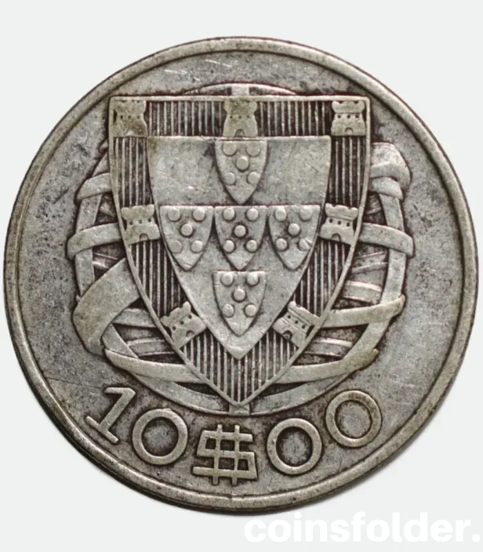 1932 Portugal 10 Escudos Coin - Second Republic - VF Condition