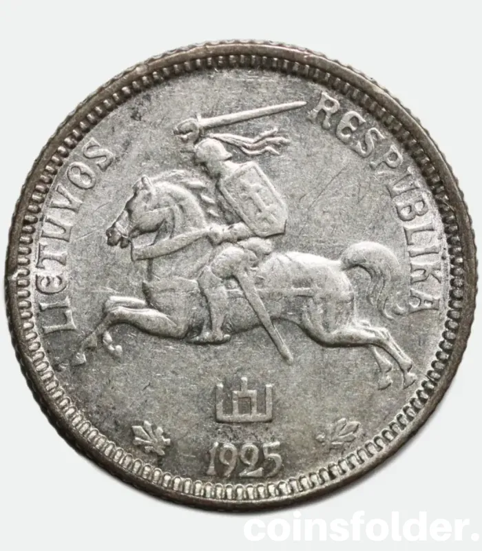 1936 Lithuania 1 Litas Silver Coin - Mare Variety (Kumelė), XF