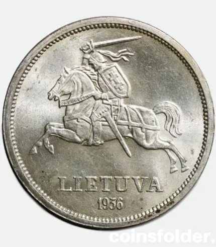 1936 Lithuania 5 Litai Silver Coin - Jonas Basanavičius, BU - Rare Lithuanian Collectible