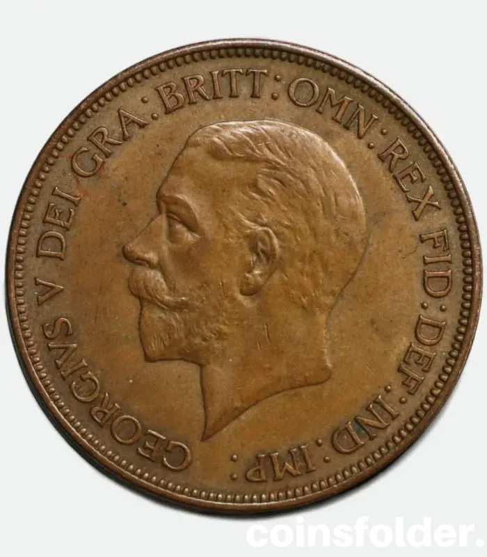 1936 UK 1 Penny Coin - George V, XF Condition