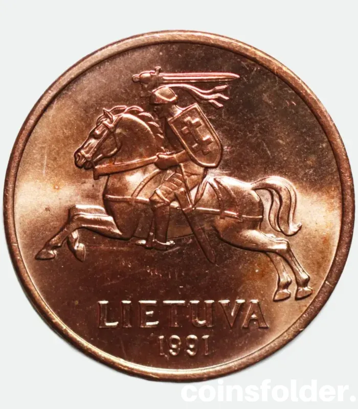 1991 Lithuania 50 Centu - Bronze Coin, BU - Rare Lithuanian Collectible