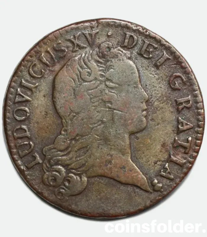 Rare 1720 France 1 Sol Coin - Reims (S), Louis XV - VF Condition