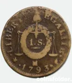 1793 France 1 Sol Coin - Marseille (MA), Revolution Era - Fine Condition