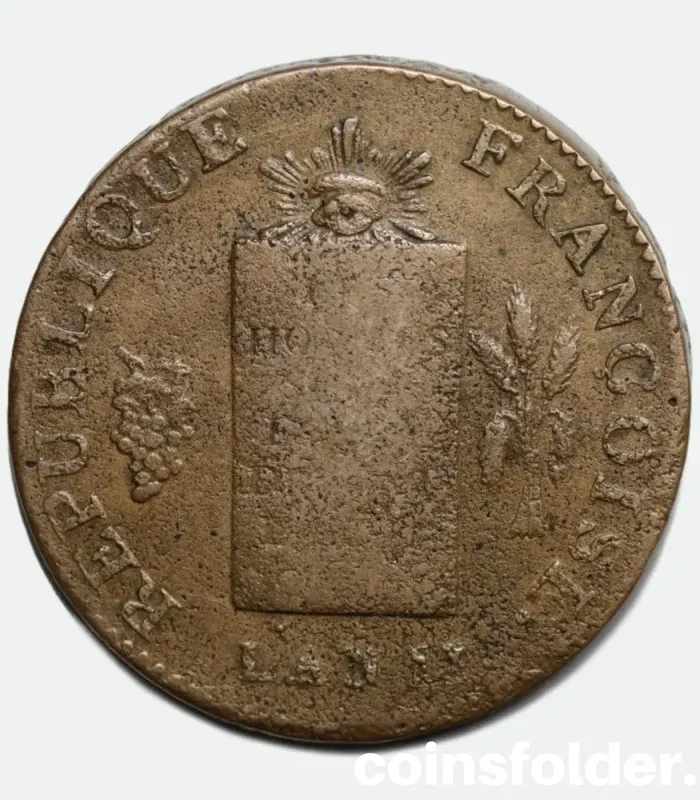 1793 France 2 Sols R Orléans Coin from the Revolution Era, VF