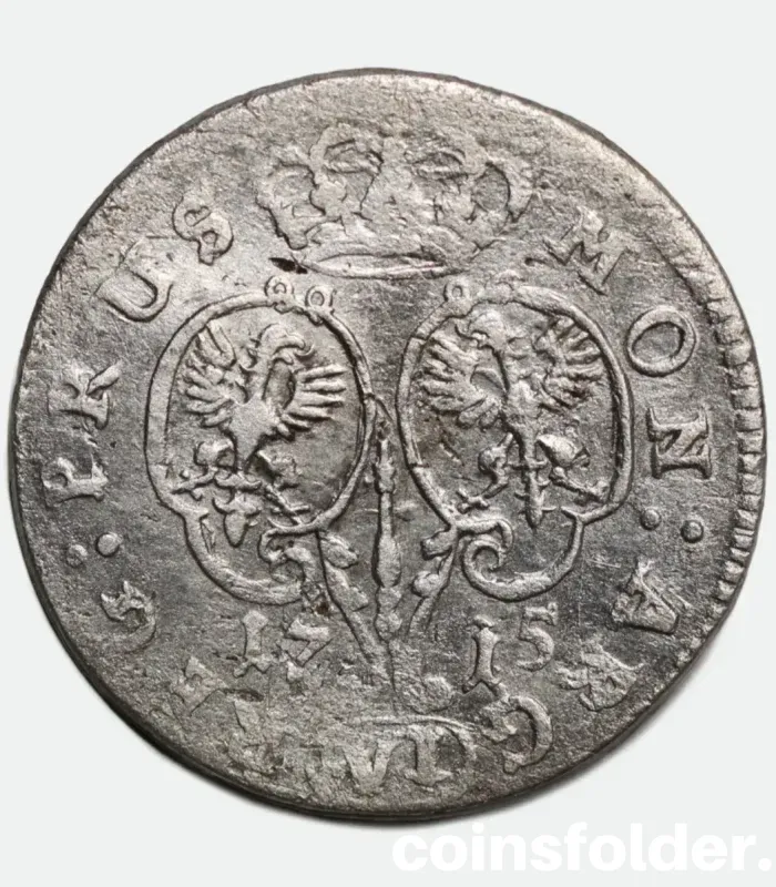 1715 Prussia 6 Grossus Coin - Fryderyk Wilhelm I - Rare German Coin