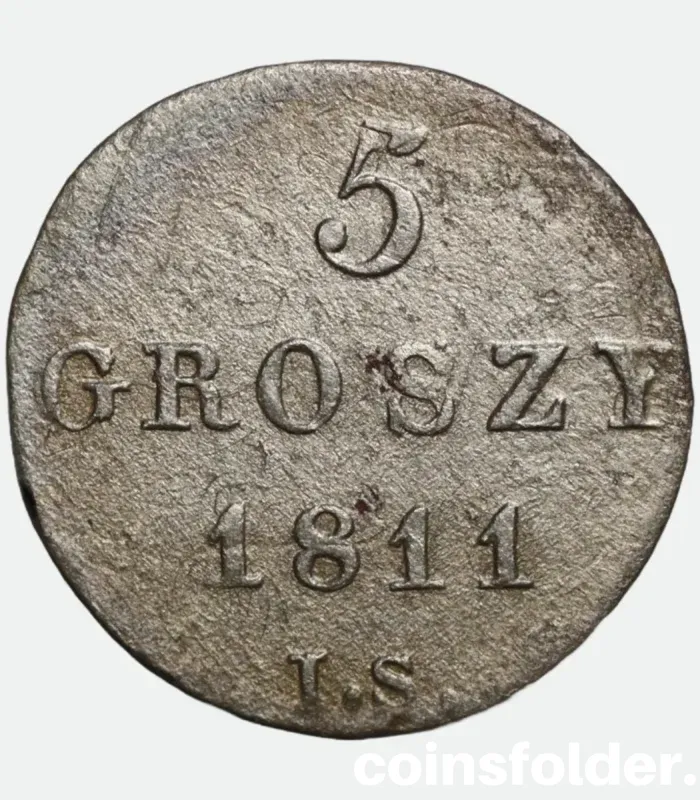 1811 IS Poland 5 Groszy Coin - Duchy of Warsaw - VF