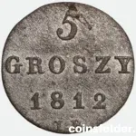1812 IB Poland 5 Groszy Coin - Duchy of Warsaw - XF