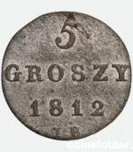 1812 IB Poland 5 Groszy Coin - Duchy of Warsaw - XF