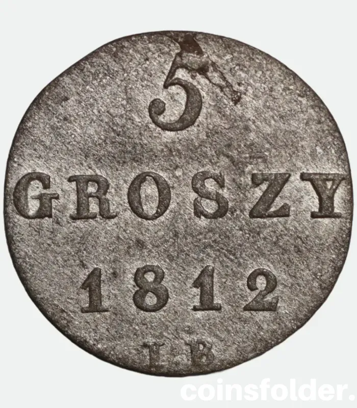 1812 IB Poland 5 Groszy Coin - Duchy of Warsaw - XF