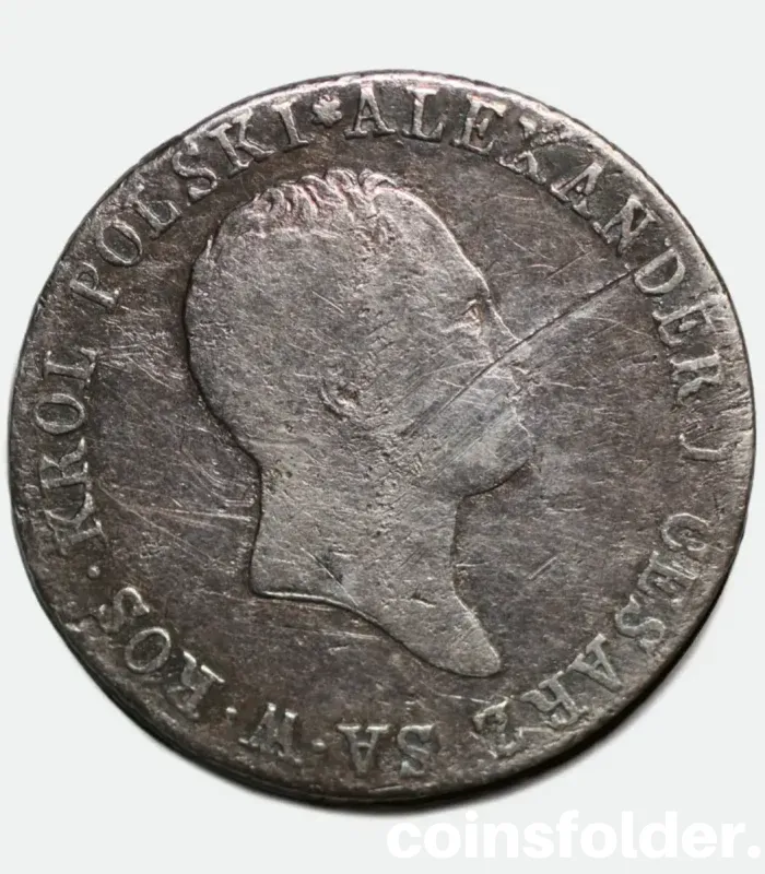 1818 IB Poland 1 Zloty Coin - Alexander I - VF-F