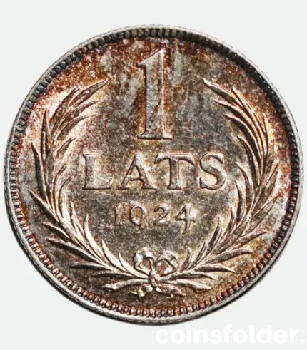 1924 Latvia 1 Lats Coin - BU - Rare Interwar Collectible