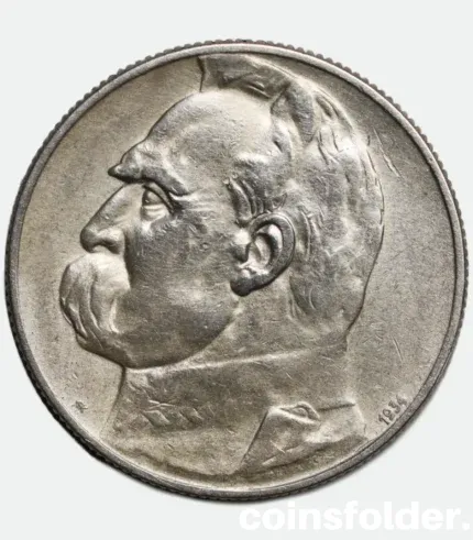 1934 Poland 5 Zlotych Coin - Józef Piłsudski, Rifle Corps - XF