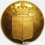 Antique Flach family gilded livery button with crest