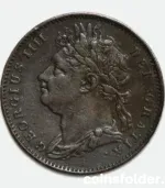1821 Great Britain Farthing with Dot After Date – George IV XF