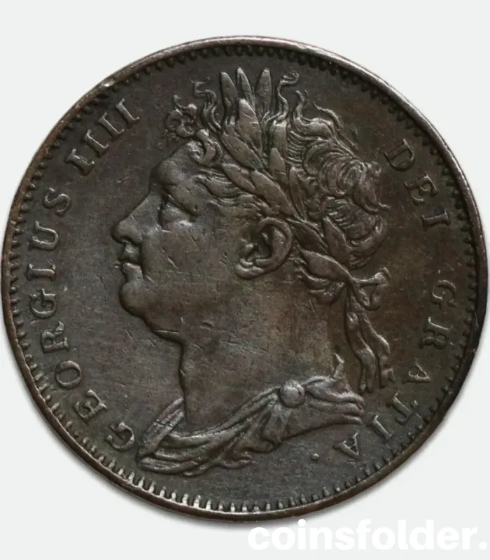 1821 Great Britain Farthing with Dot After Date – George IV XF