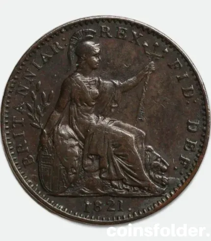 1821 Great Britain Farthing with Dot After Date – George IV XF