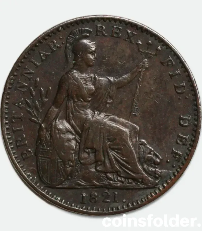 1821 Great Britain Farthing with Dot After Date – George IV XF