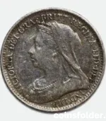 1894 Great Britain 3 Pence Coin – VF – Queen Victoria