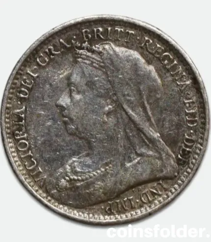 1894 Great Britain 3 Pence Coin – VF – Queen Victoria