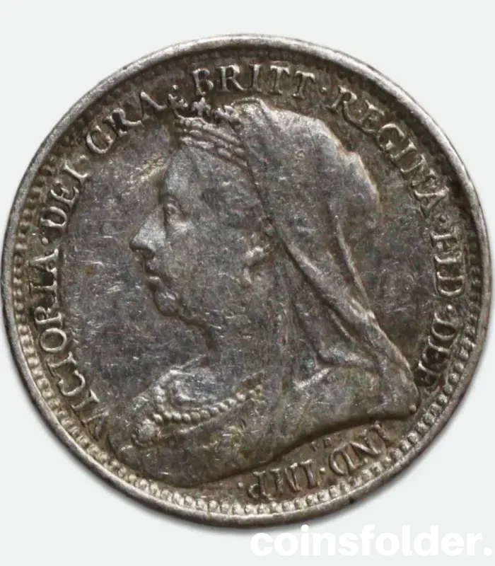 1894 Great Britain 3 Pence Coin – VF – Queen Victoria